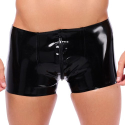 XRUB Latex Short en latex Xrub avec zip Avant/Arrière Noir-Bleu